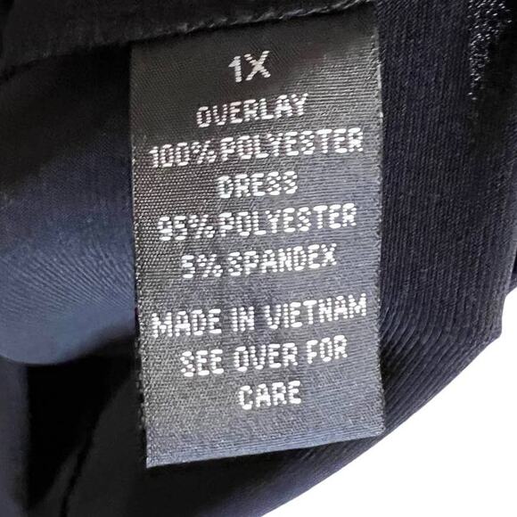 I.N. Studio Women Black Floral Drape Overlay Sleeveless Scarf Sheath Dress Sz 1X - Picture 8 of 12